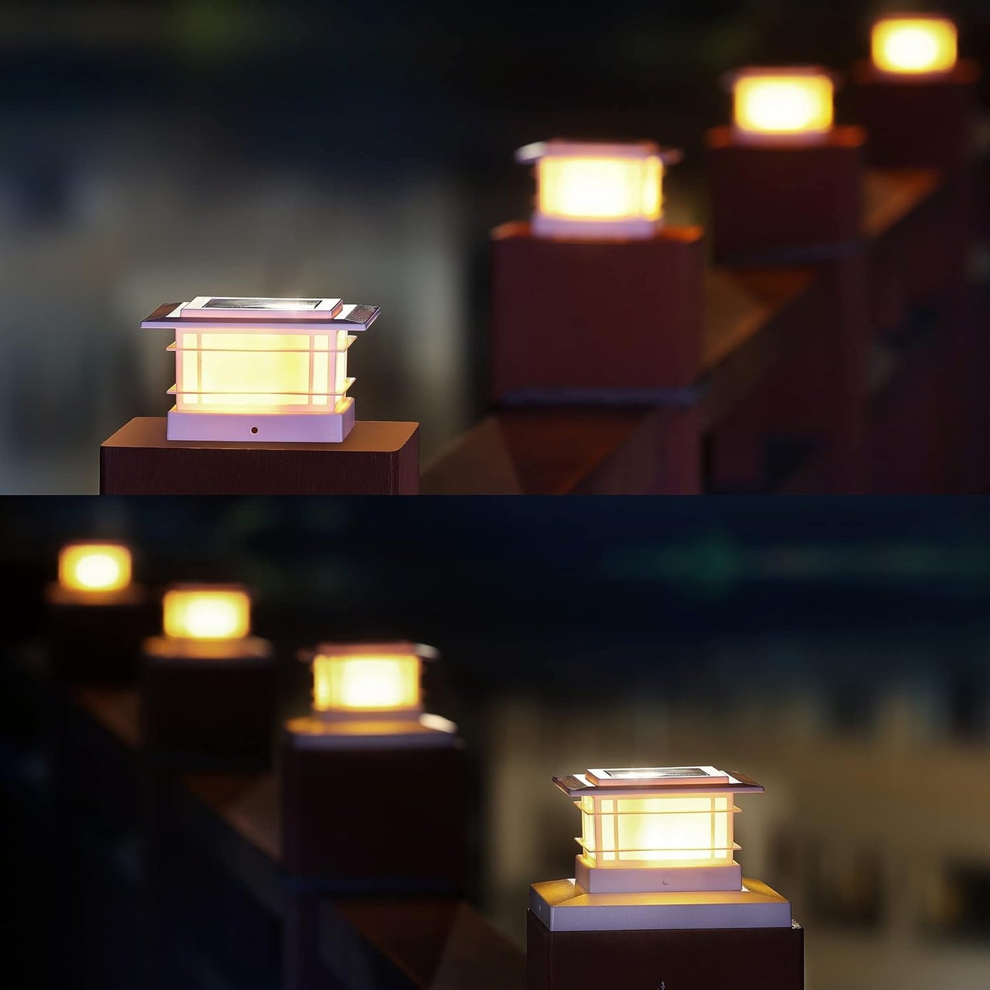 Solar Post Cap Lights - 6 Pack Outdoor Fence Lights for 4x4, 5x5, 6x6 Posts - Bright Warm White LED Decor for Garden & Patio