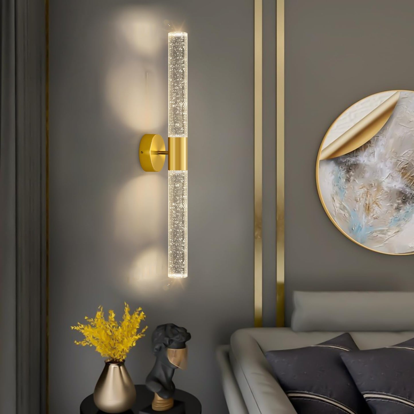 Wall Sconces LED Modern Sconces Dining Room Wall Lighting 10W 3000K LED Wall Lights Crystal Hardwired Wall Light Fixtures for Living Room Bedroom Bathroom Hallway