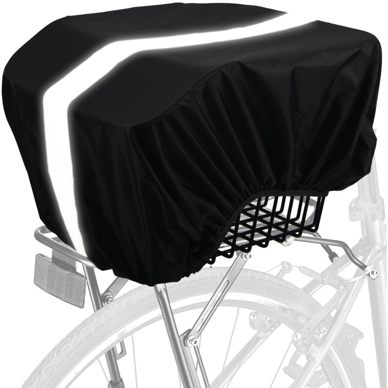 VAOLOAV 35L Bicycle Basket Waterproof Rain Cover with Reflective Strip Bicycle Rear Rack Rain Cover Black