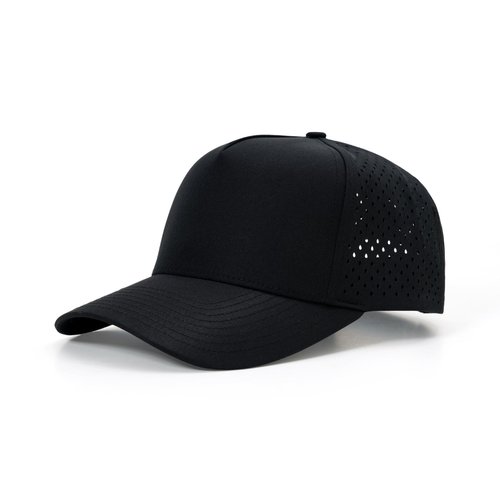2THESTARS Men Quick Dry Water Resistant 5-Panel Mesh Snapback Baseball Cap Adjustable Hat 22"–23.6"(56–60cm) for Golf Running Workout - Black