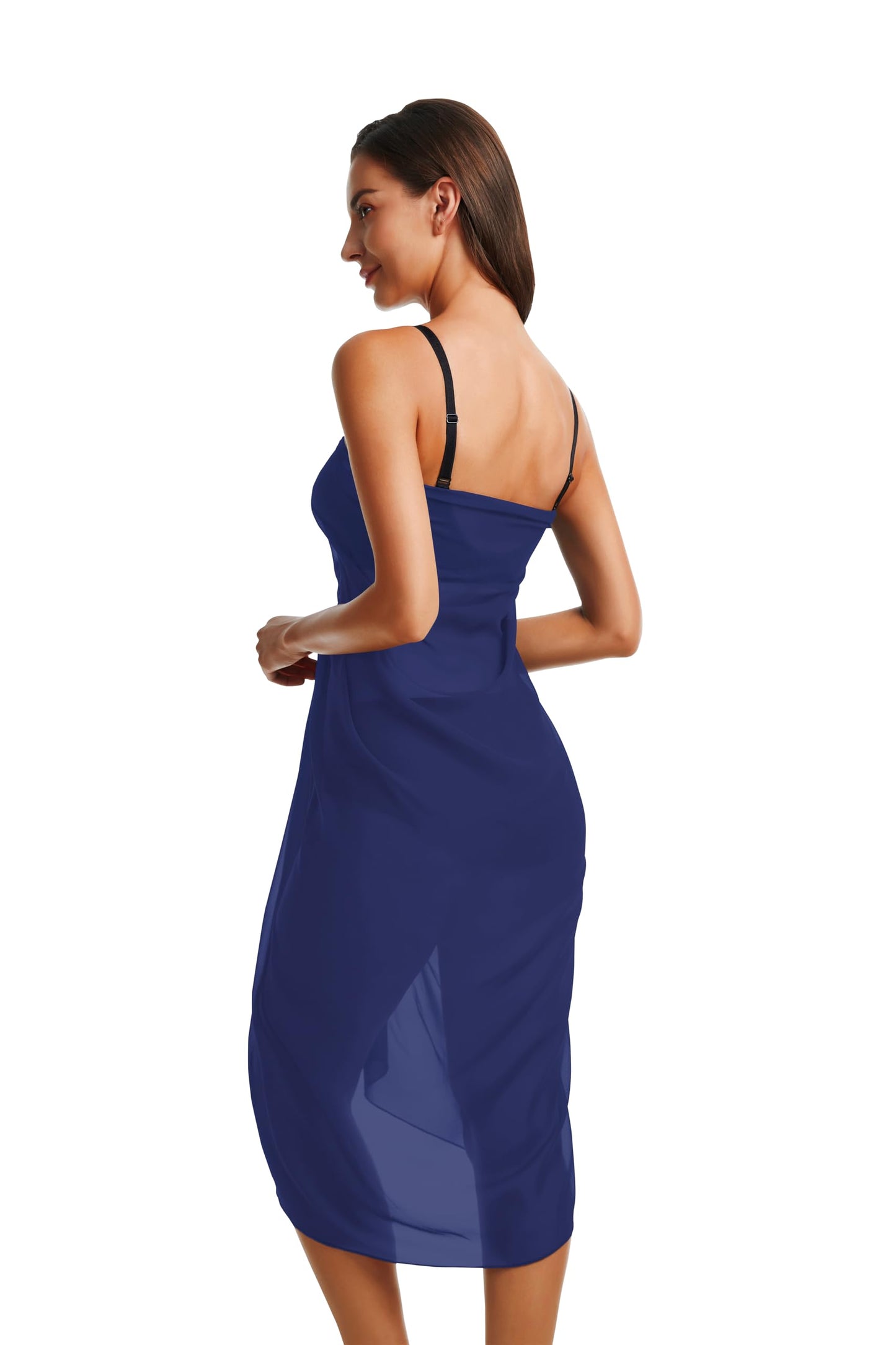 CHICGAL Sarong Wraps Swimsuit Coverup for Women Bathing Suit Cover Up Summer Bikini Beach Swimwear (Dark Blue)
