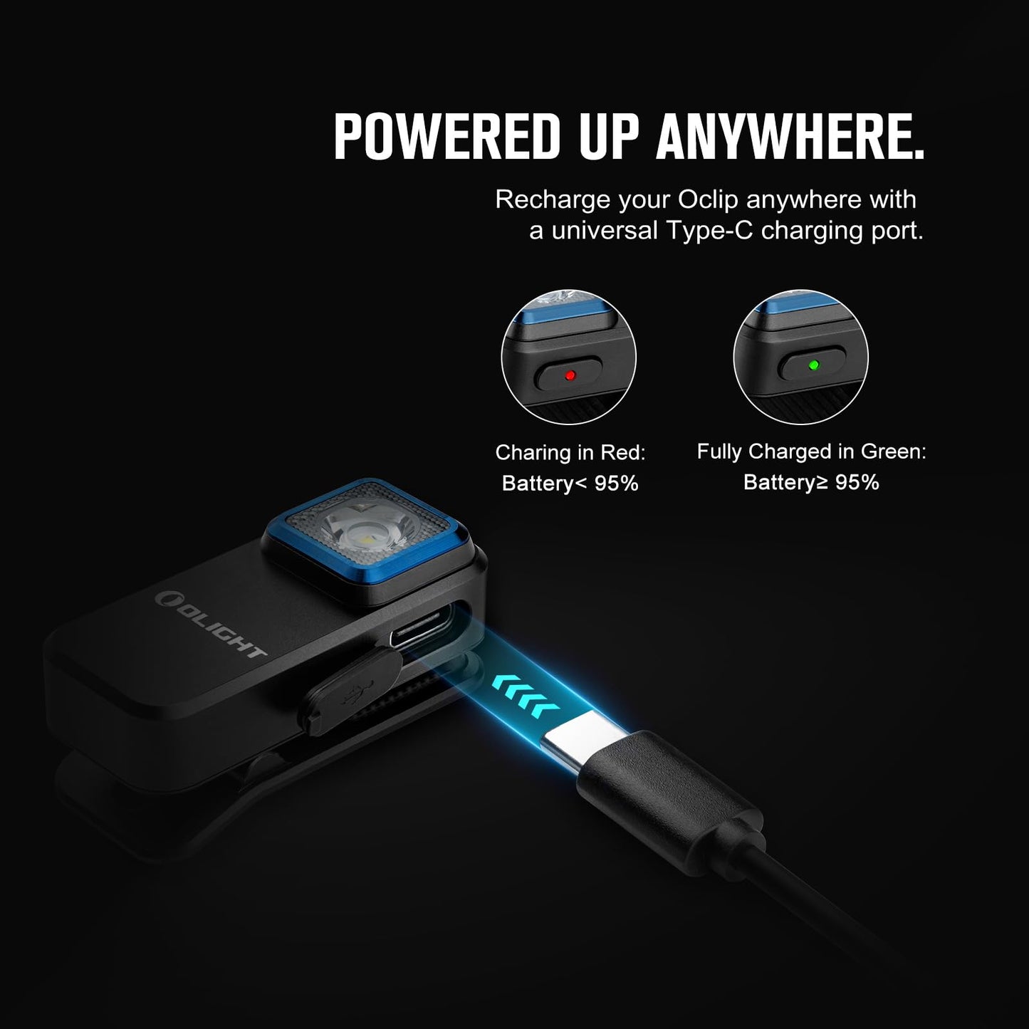 OLIGHT Oclip Mini Rechargeable EDC Clip Flashlight, Black