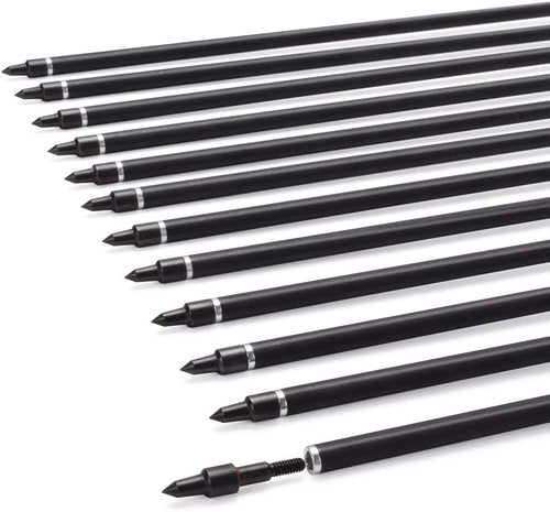 Archery Carbon Arrows for Hunting & Target Practice - Removable Tips, 26-30 Inch, 500 Spine, 6/12 Pack