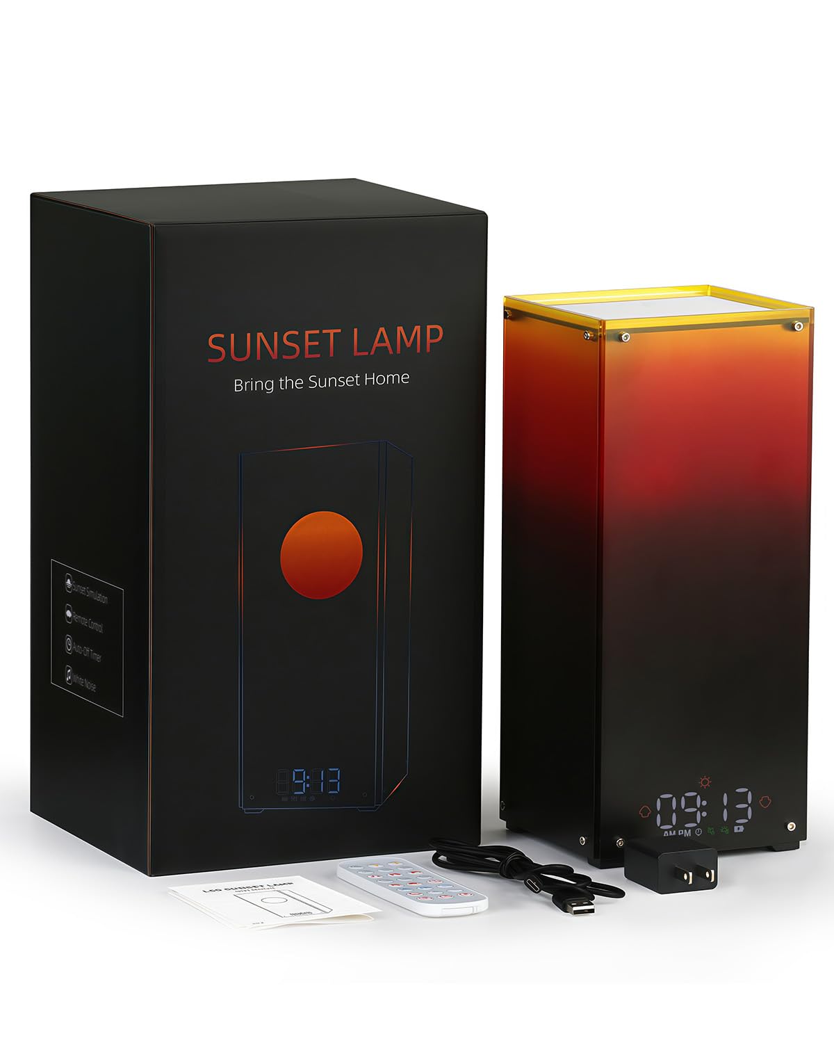 Sunset & Sunrise Table Lamp, Dimmable Ambient Desk Lamp with 6 White Noise Sounds, Touch & Remote Control with Timer for Bedroom, Living Room, Home Office, Bar, Restaurant