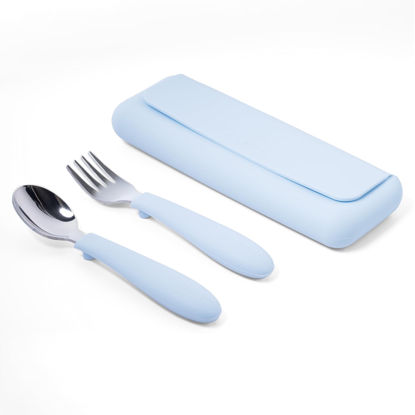 ASOMIC® Premium 316 Stainless Steel Toddler Utensils with Silicone Handles & Travel Case, Kids Spoon & Fork Set for Toddler Self Feeding at Daycare, Preschool & School, BPA-Free, Dishwasher Safe