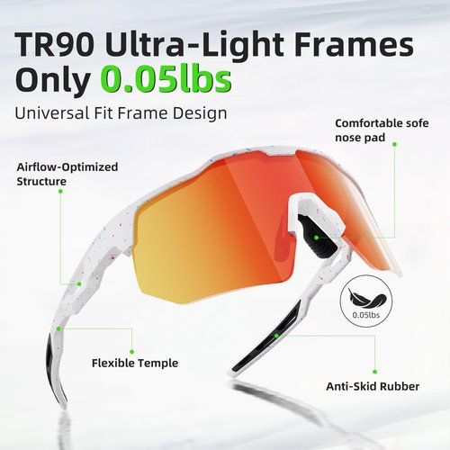 HAAYOT Polarized Sports Sunglasses for Men Women UV Protection Baseball Cycling Running Driving Fishing Glasses Color Spot Red