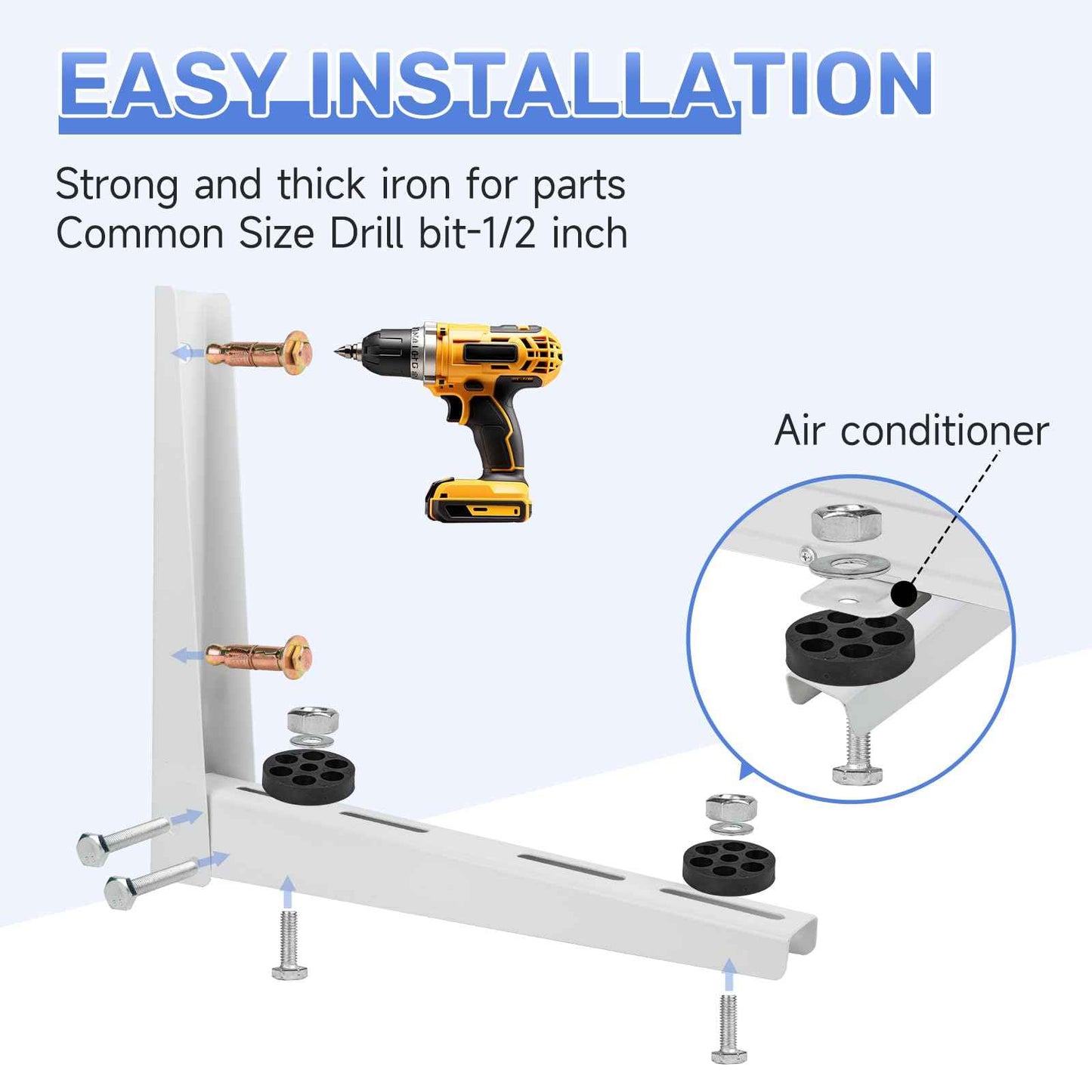 Mini Split Air Conditioner Wall Mounting Bracket, Heavy Duty Foldable Support Bracket for Outside AC Unit / Heat Pump Unit 7000-15000 BTU