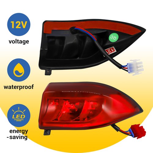 DRIVE UP Golf Cart LED Tail Lights for Club Car Precedent 2004-Up and Tempo 2018-Up Models Replacements, 12V with 3 Pin Wires Rear Light Kit Driver and Passenger Side