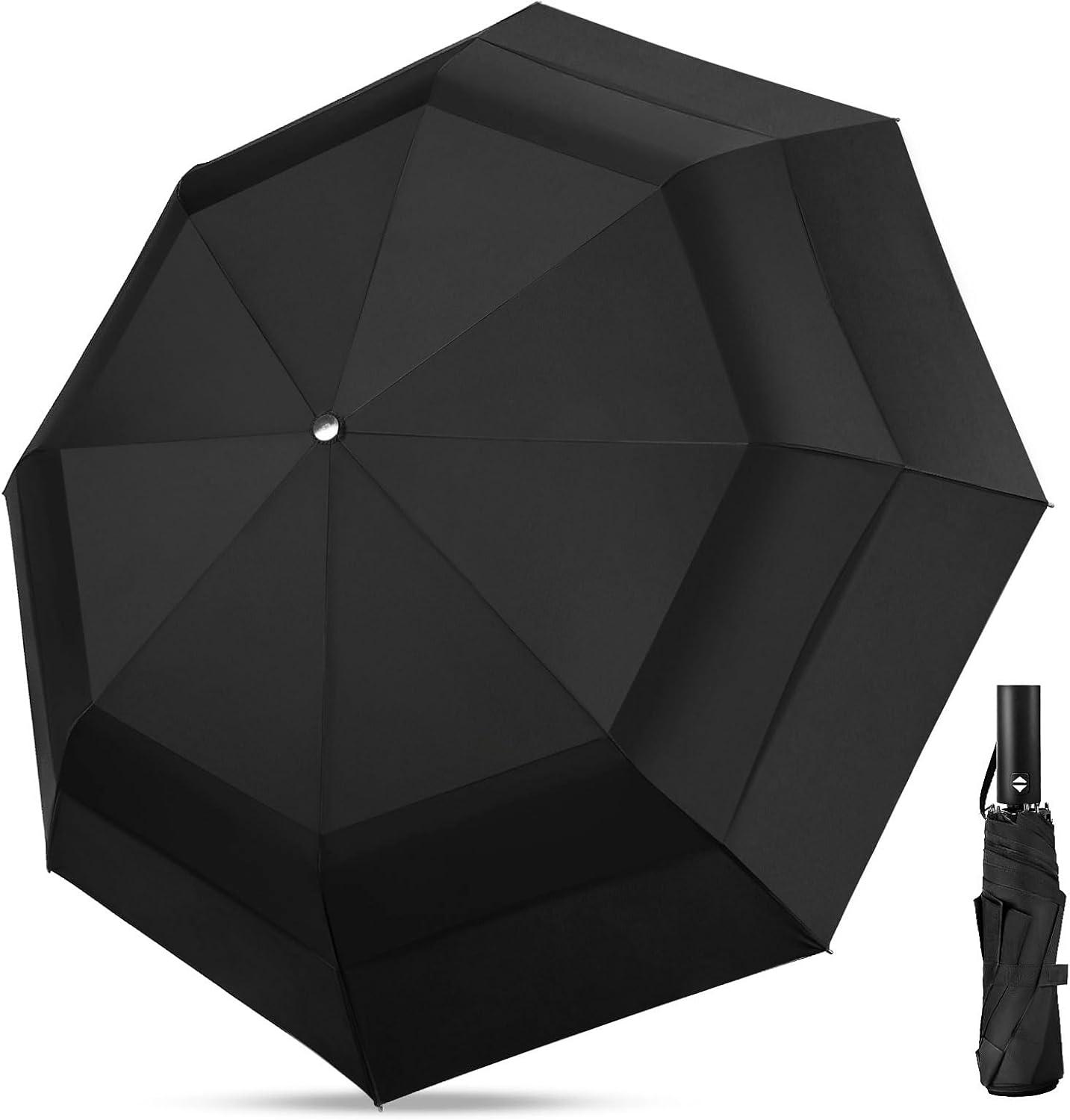 Skiennix Golf Umbrella - Oversized 54-Inch Double Layer Windproof Black Folding Umbrella