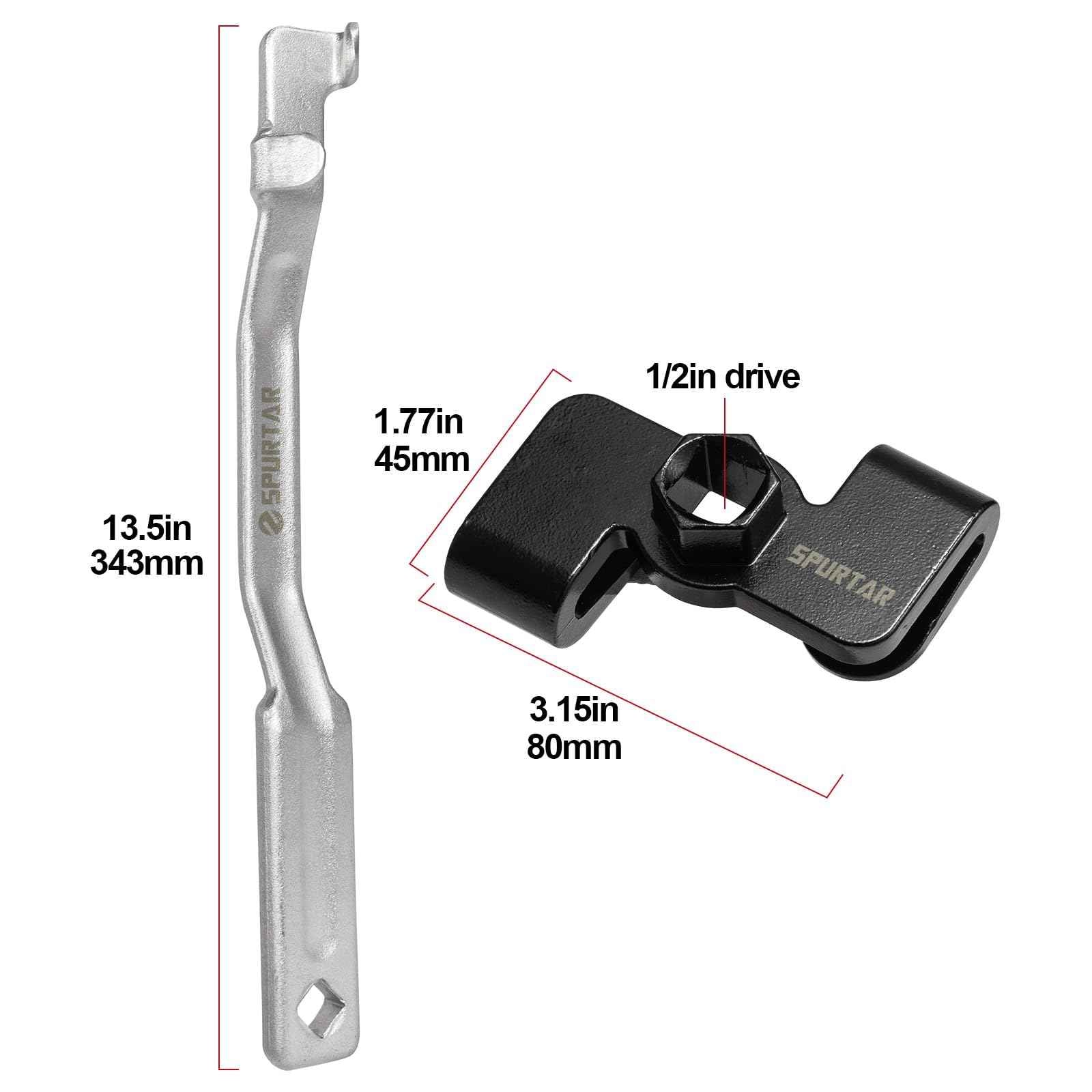 Spurtar Wrench Extender Tool with Extention Bar, Wrench Extender Adapter for 1/2" Drive or 21mm Hex Drive & 13.5” Extention Cheater Bar for Extra Leverage