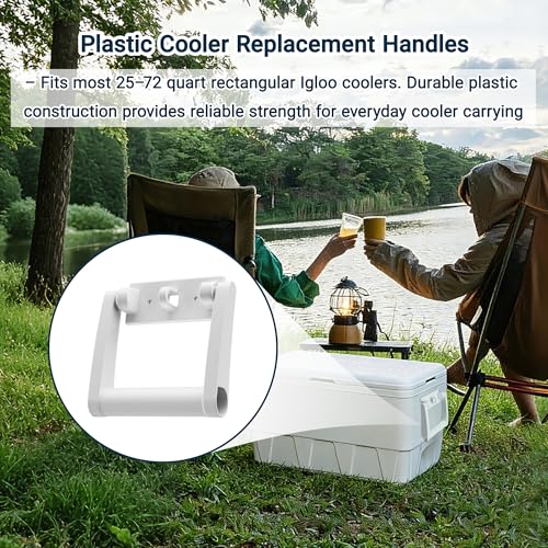 Yolvvetrx Cooler Handle Replacement Kit for Igloo 25-72 Qt Coolers - Heavy-Duty Plastic, Easy Install, 2 Pack