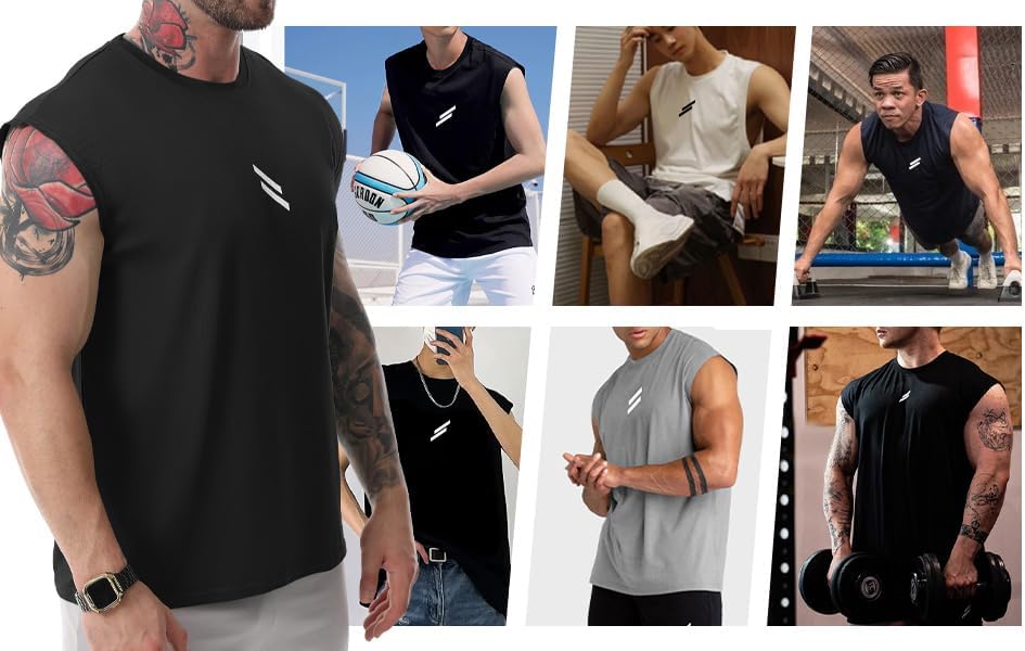 Skiennix Men's Tank Tops - 3 Pack Sleeveless Quick-Dry Athletic Shirts for Gym & Beach Fitness