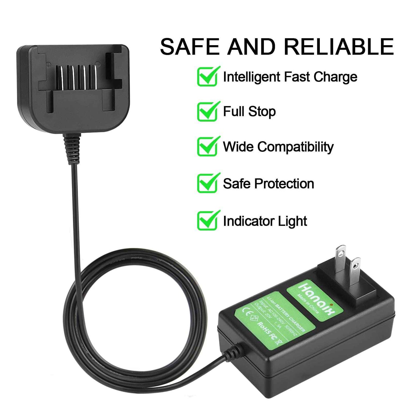 PCC691L Replacement for Porter Cable 20V Battery Charger PCC685L PCC680L PCC681L PCC682L PCC692L PCC699L, Also Fit for Black and Decker LCS1620 20V Li-ion Battery LB20 LBXR20 LBX20 LBX4020