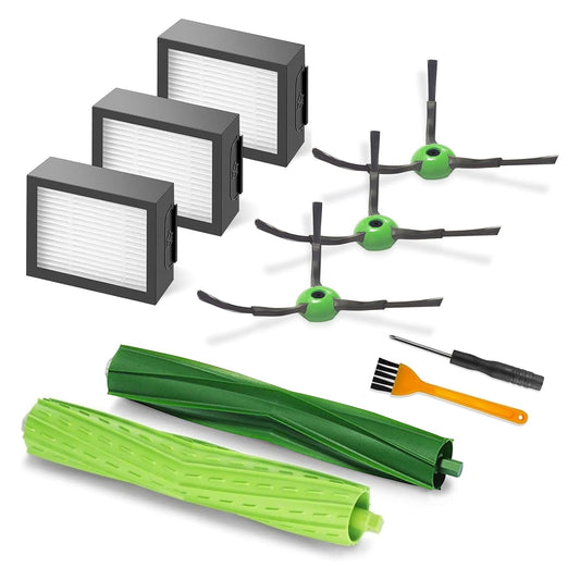Roomba Replacement Parts for iRobot Roomba i3/i3+/i7/i7+/i4/i6/i6+/i8/i8+/E5/E6/E7 Combo i5, j5 Series– 2 Roller Brushes, 3 HEPA Filters, 3 Side Brushes (Compatible with E, I & J Series)