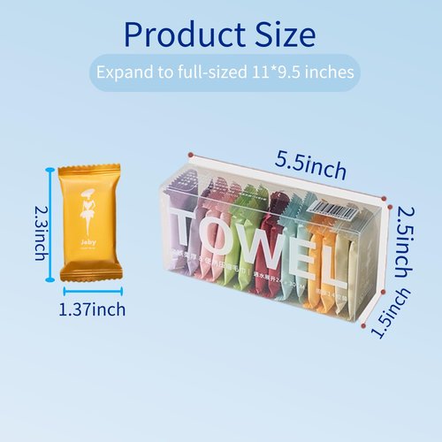 Dzronda Disposable Compressed Towels, Portable Compressed Towel Tablets, 56Pcs Travel Wash Cloth, Thicker Super Absorbent Wash Cloths for Travel, Face Towel Ideal for Outdoor Camping Hiking (56Pcs)