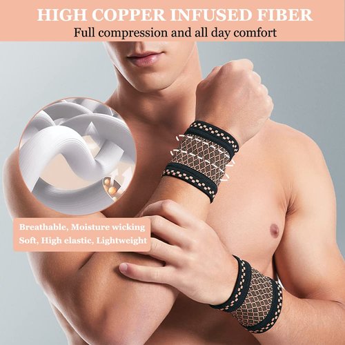 Copper Compression Wrist Brace - Pain Relief Support Sleeve for Tendonitis & Carpal Tunnel | Large Size
