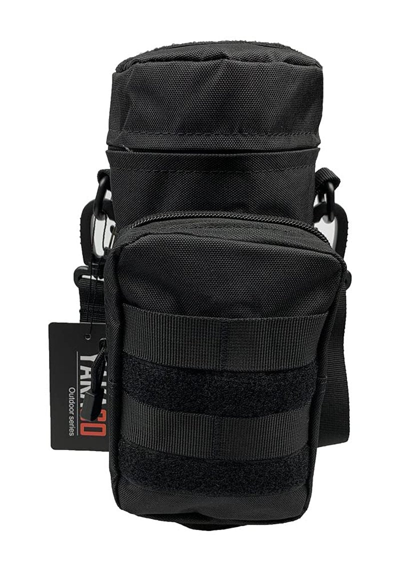 YAKASO Tactical Molle Water Bottle Holder Pouch Hydration Carrier Bag Tactical EDC Water Bottle Carrier with Detachable Shoulder Strap for Hiking Camping Outdoor Sport Travel