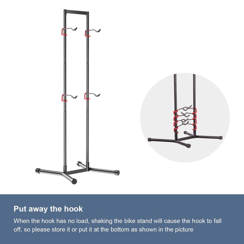 teraysun 4 Bike Horizontal Storage Rack, Heavy Duty No-Drill Indoor Garage Bike Organizer, 154 lbs Capacity for Mountain, Road & Hybrid Bikes