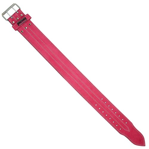 MRX Powerlifting Leather Belt 4" Wide 10mm Thickness Training Fitness Back Support Bodybuilding Belts with Steel 2 Prong Buckle Pink (Small)