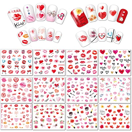 Valentine's Day Nail Art Decals - 60 Sheets Water Transfer Stickers