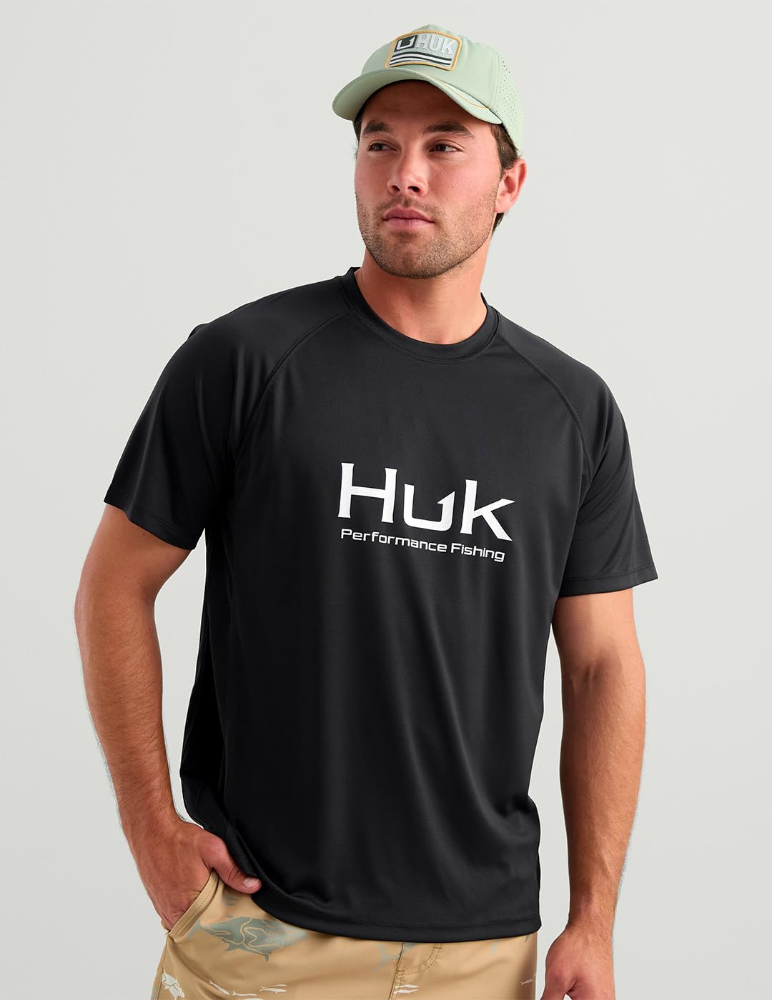 HUK Men's Pursuit Short Sleeve, Performance Shirt + Sun Protection, Scarlet Blaze, Large