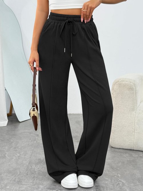 Trendy Queen Womens Wide Leg Sweatpants Baggy Loose Fall Barrel Casual Lounge Athletic Pants Comfy Teen Girl Cute Joggers Black M