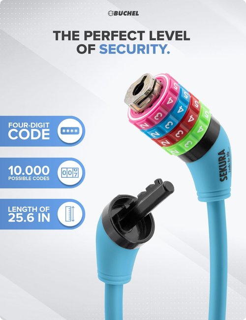 Büchel Bike Locks - Colorful Keyless Cable Lock for Kids - Secure & Easy-to-Use Bicycle Accessory