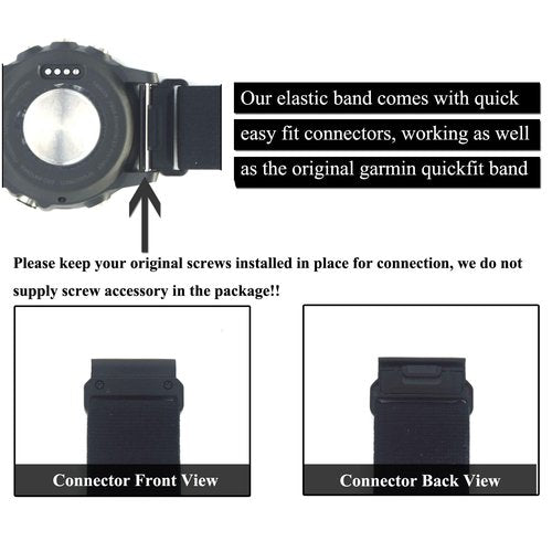 22mm Elastic Arm/Ankle Band with Ladder Lock for Garmin Fenix 8 Fenix E Epix Pro 47mm/Fenix 7/6 Pro/5 Plus, Stretchy Band for Men and Women, Black, Medium