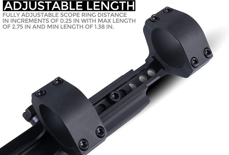 Monstrum Offset Adjustable Spacing Extended Scope Mount with Picatinny Base | 1 inch Diameter