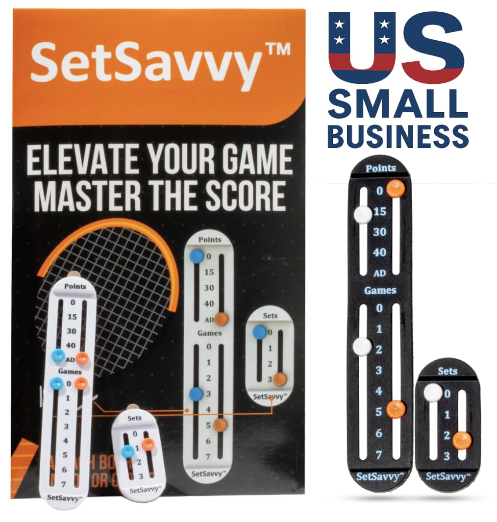 Tennis Score Keeper for Racket and Paddle, Tennis Score Counter, Easy-to-Mount Point Tracker for Recording Points, Games, and Sets, Featherweight Score Keeping Device, 2g (White Two Pack)