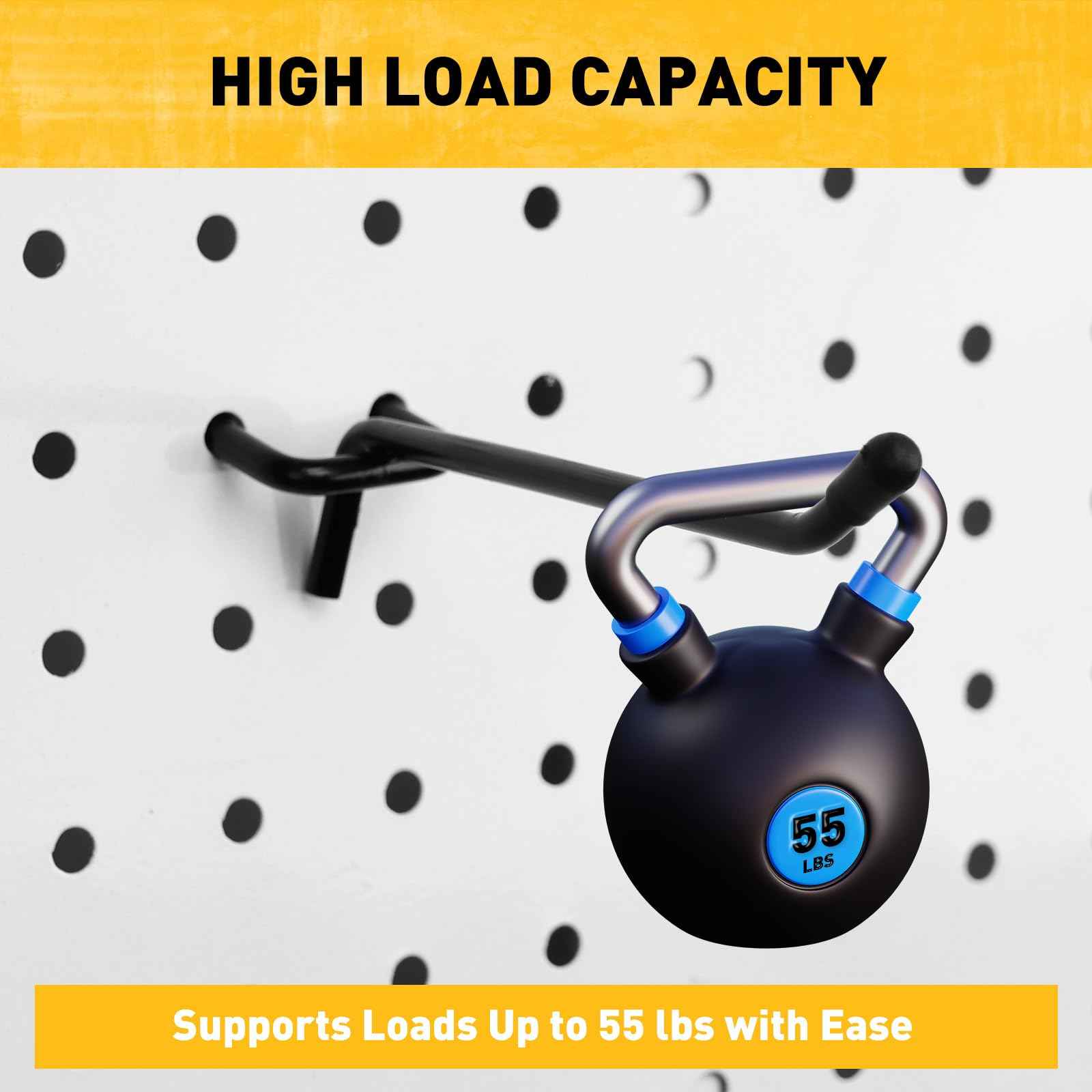 ELEAD 60-Piece 6 Inch Extra Thick Pegboard Hooks, Heavy Duty Peg Board Organizer Accessories, Peg Board Tool Hangers Fit for 1/4" Pegboard Hanging Tools Garage, Workshop, and Craft Storage