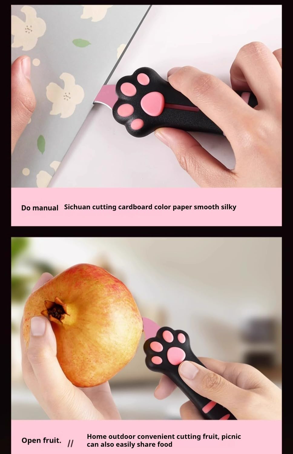 Cute Cat Paw Box Cutter, New Upgrades Retractable Cat Claw Knife, Easy Slide Package Opener For Boxes Envelopes, Packages, Paper Tapes, Multifunctional Multi-Purpose Utility Knife (Pink)