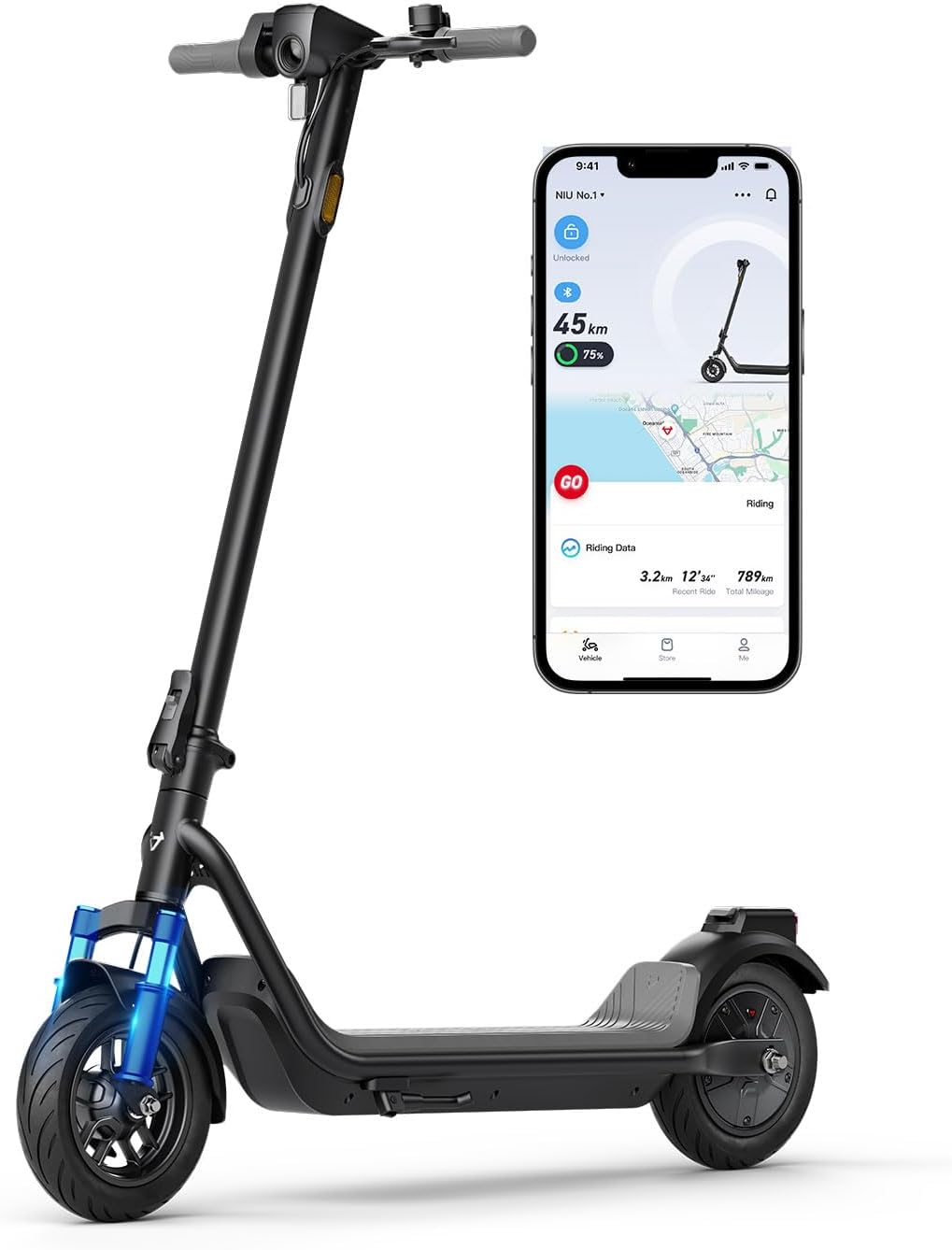 NIU K100P Electric Scooter - 600W Power, 33 Miles Range, 17.4 MPH, Lightweight & Portable for Commuting