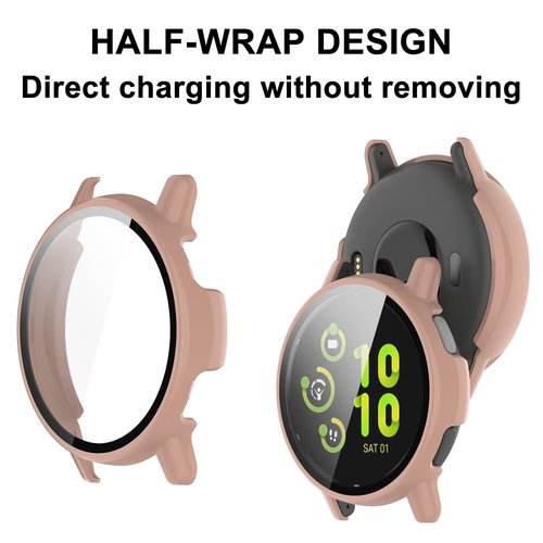 HXFRTYU 8 Pack Case for Garmin Vivoactive 6 Screen Protector, Hard PC Bumper Overall Protective Tempered Glass Cover Accessories for Garmin Vivoactive 6 SmartWatch