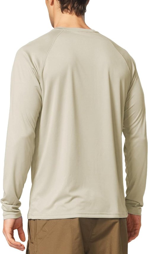 Baleaf Men's UV Protection Long Sleeve Rash Guard - SPF 50+ Quick Dry Fishing & Running Shirt