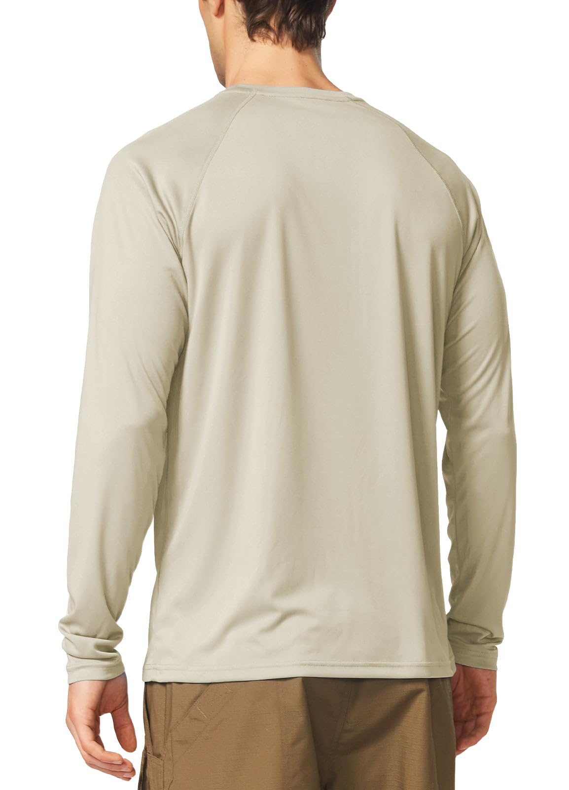 baleaf Mens UPF 50+ Sun Protection Shirts Long Sleeve Rash Guard, Quick Dry 4-Way Stretch for Fishing Swimming Surfing 01-Oatmeal 2XL