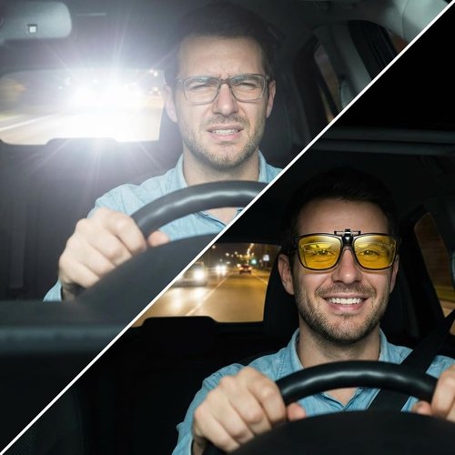 FF FRAZALA Polarized Clip-on Night Vision Glasses Anti-Glare UV Protection Driving Nighttime Driving Glasses Over Prescription Glasses (Yellow for Night Driving)
