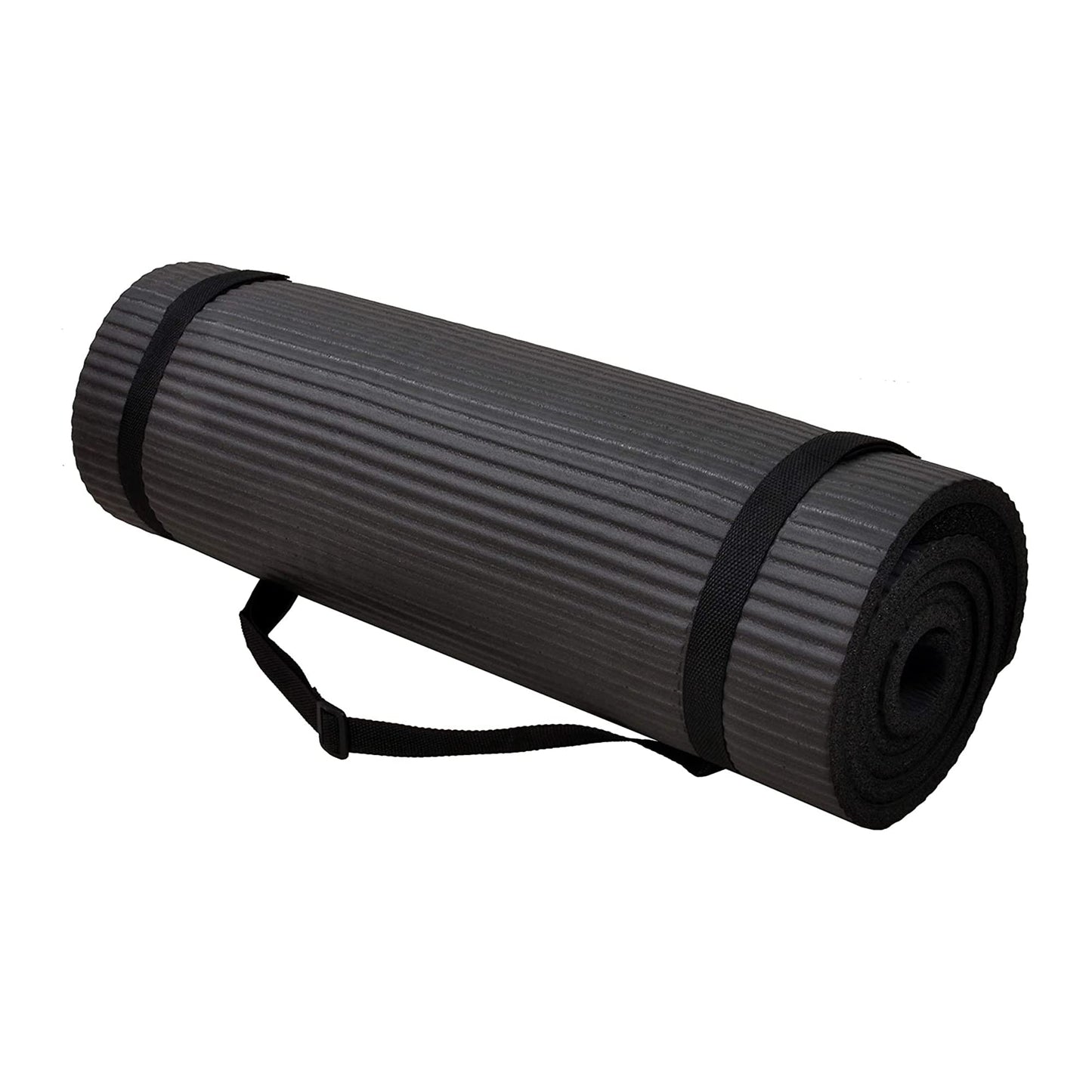 BalanceFrom Fitness GoYoga+ 71x24in Extra Thick High Density Exercise Yoga Mat w/24x10in Knee Pad & Carrying Strap, Black