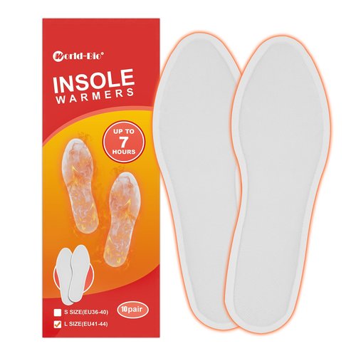 Insole Foot Warmers (10 Pairs) - Up to 9 Hours of Heat - Ultra Thin, No Clumping, All Natural - Air Activated Heated Insoles - Feet Warmers for Men & Women - L(EU41-44)