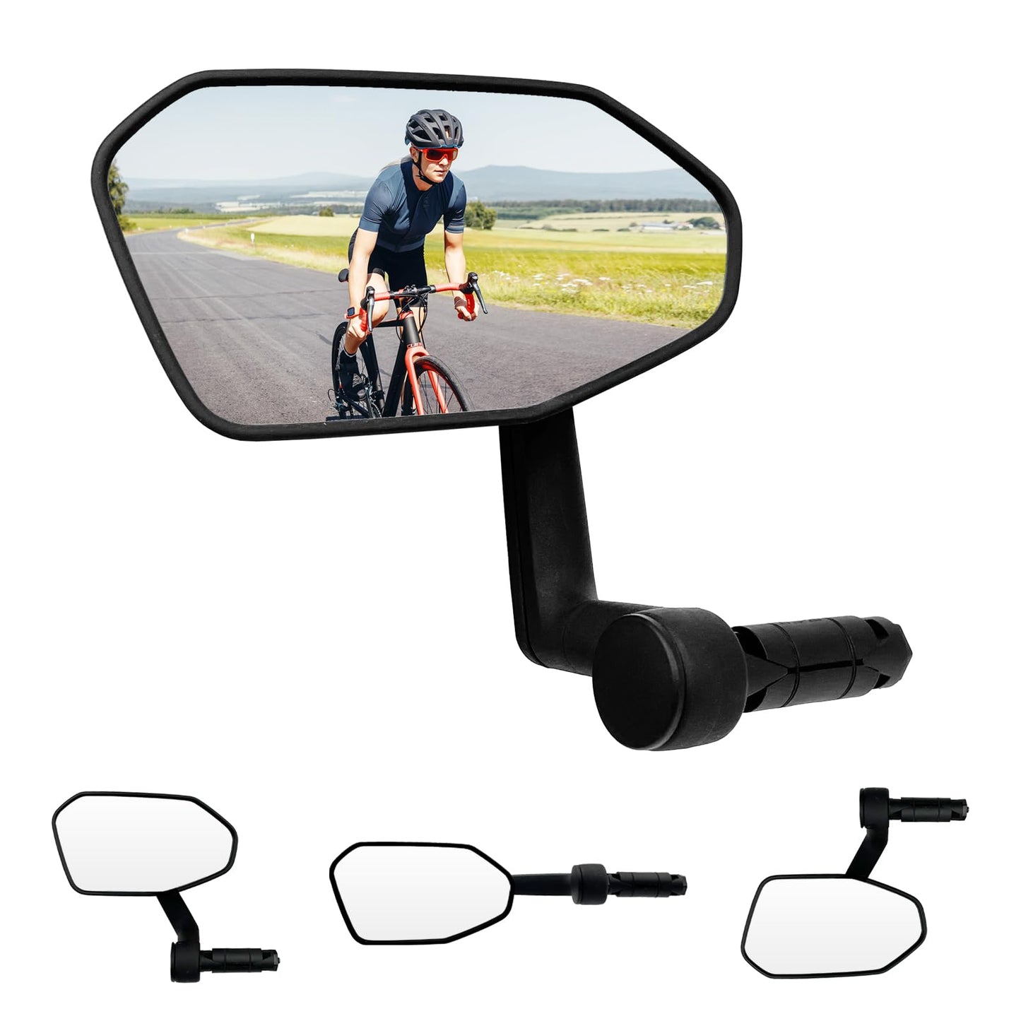 Homieway Bike Mirror, Adjustable Bicycle Mirror Handlebar Mount, Scratch Resistant HD Glass Lens, Large Bar End Rear View Mirror for E-bike, Mountain Bike, City Bikes & Scooter (Left 0.59-0.78")
