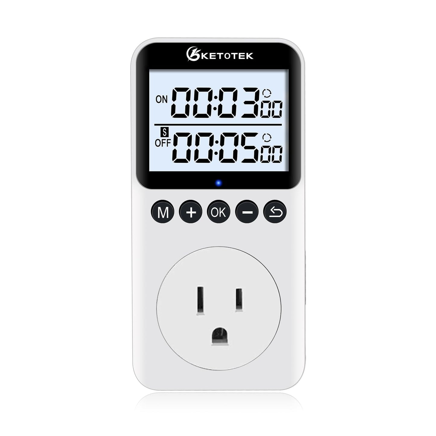 KETOTEK KTTS02 Digital Timer Outlet Plug in Timer Switch Socket Indoor Infinite Repeat Cycle Electrical Timer Switch, Countdown Timers for Lights,Aquarium,Pets Home Appliances