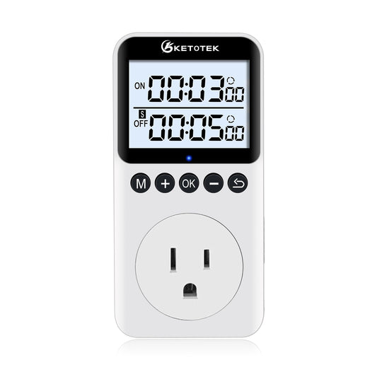 KETOTEK KTTS02 Digital Timer Outlet Plug in Timer Switch Socket Indoor Infinite Repeat Cycle Electrical Timer Switch, Countdown Timers for Lights,Aquarium,Pets Home Appliances