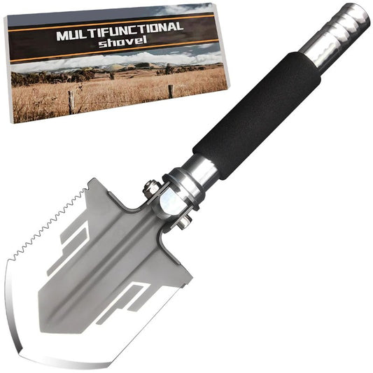 Goutime Tactical Shovel,Folding Survival Shovel for Camping Hiking with Storage Bag,Heavy Duty E-Tool Digs Dirt, Sand, Mud, Portable Shovel for Beaching, Fishing, Gardening