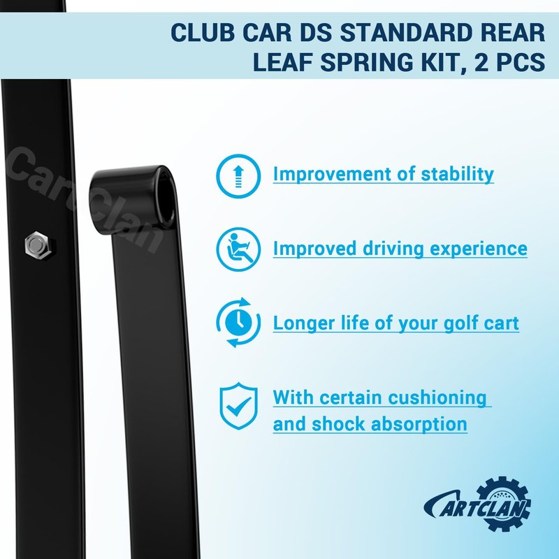 CartClan Golf Cart Rear Leaf Spring Kit, Club Car DS Standard Rear Leaf Spring with Bushings Kit 2Pcs, Suitable for 1981-2016 Club Car DS Golf Cart, OEM#: 1010974, 1015583,1012180