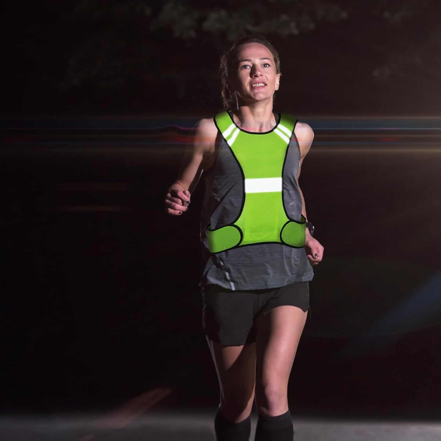 Skiennix Running Reflective Vest - High Visibility Grey Reflector Tape for Night Safety | Ideal for Running, Biking, Walking