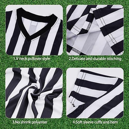 Kids Referee Shirt Costume - Black & White Stripe V Neck - Small