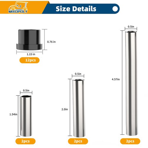 Mixopoly Front Spring and Upper A-Arms Bushing Sleeve Kit 102289901 for Club Car Precedent Golf Cart 2004-up, Replace OEM 102956201 102288101 102287701 102287601