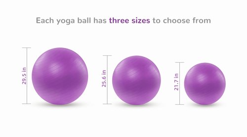 Silfrae 55/65/75cm Yoga Ball Exercise Ball Pilate Balance Ball, Ball Chair with Pump Anti-Slip & Anti-Burst for Fitness, Home and Office (Purple, 29.5Inches)