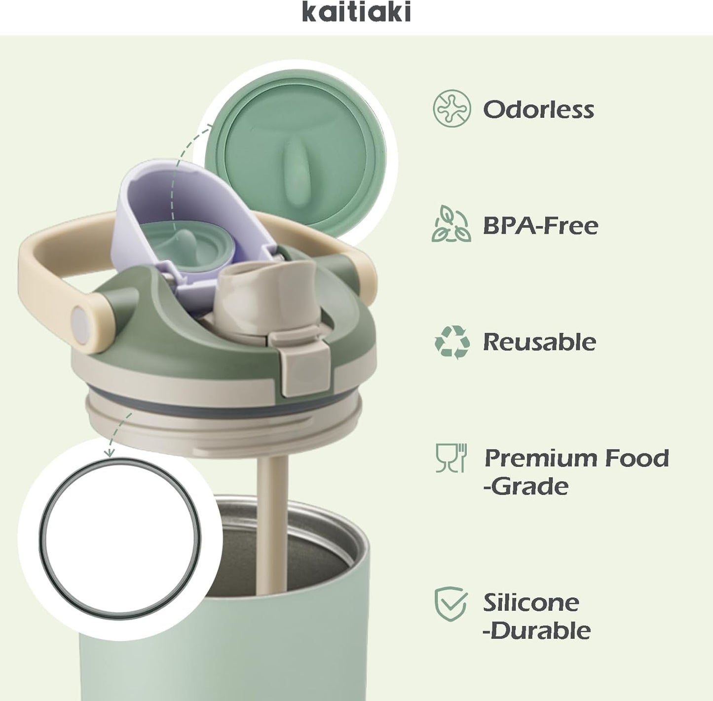 Owala | Leak-Proof Silicone Stopper & Gasket Rings Set - Food-Grade, 10 Colors, Includes 2 Pads & Rings (Eucalyptus Green)