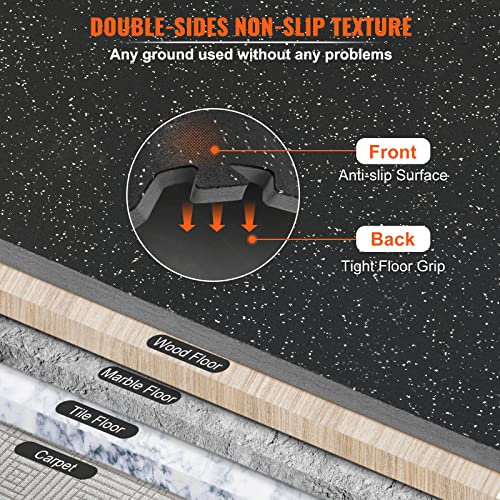 Interlocking Gym Floor Mats - 25 x 25 in - Black & Gray - 6 Tiles